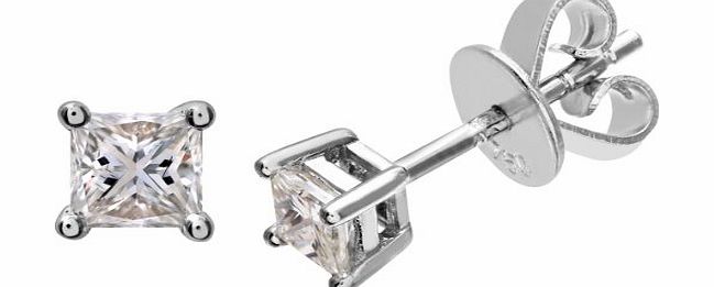 Ariel 18ct White Gold Stud Earrings, J/I Certified Diamonds, Princess Cut, 0.33ct