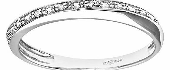 Ariel 9ct White Gold Diamond Pave Set Crossover Effect Half Eternity Ring