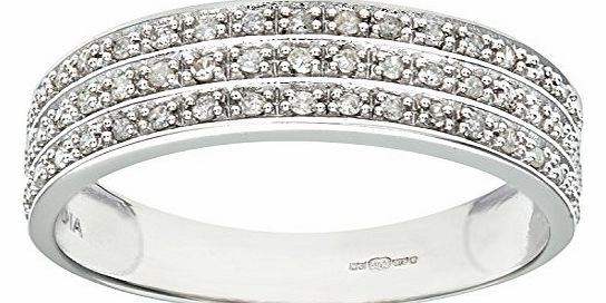 Ariel 9ct White Gold Quarter Carat Triple Row Diamond Half Eternity Ring