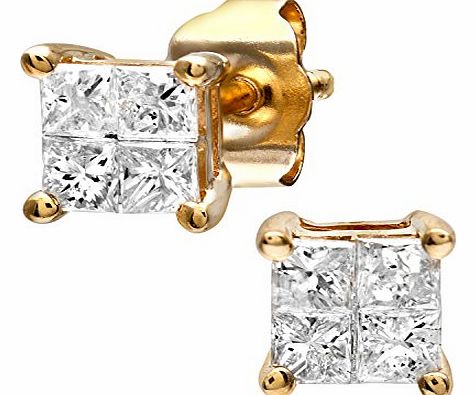 Ariel Womens 9ct Yellow Gold 0.33ct Diamond Stud Earrings