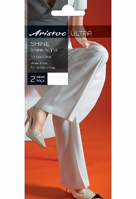 Aristoc Ladies 2 Pair Aristoc 10 Denier Ultra Shine Knee Highs In 2 Colours Vaguely Black