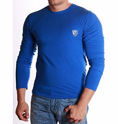 ARMANI - GOLD T-SHIRT MEN LONG SLEEVES SLIM FIT WINTER BLUE ROUND NECK 2015