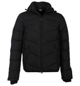 EA7 Black Down Hooded Jacket
