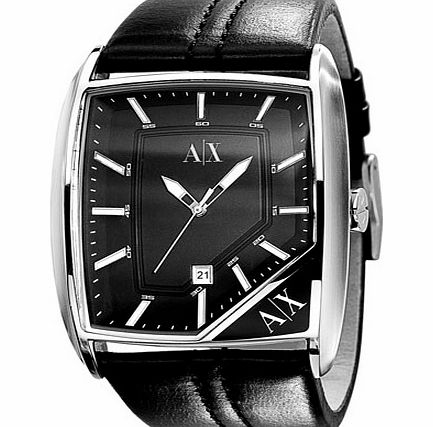 Black Leather Strap Watch AX2026