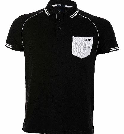 Armani Jeans Contrast Chest Pocket Polo Black