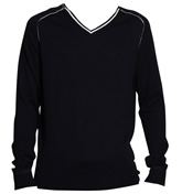 Jeans Navy Cashmere Blend V-Neck Jumper
