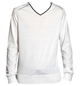 Jeans White Cashmere Blend V-Neck Jumper