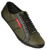 Khaki and Black Fabric Trainers