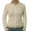 Armani Ladies Armani Cream Full Zip Fleece Wool Sweater.