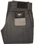 Armani Ladies Armani Faded Blue Denim Distressed Zip Fly Jeans.