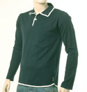 Armani Mens Armani Black with Light Grey Piping Long Sleeve Sweater