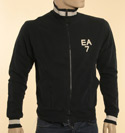 Armani Mens Armani EA7 Navy & Cream Grey Stripe Full Zip High Neck Sweatshirt