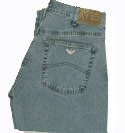 Armani Mens Armani Mid Blue Zip Fly Stretch Denim Straight Leg Jeans - 35 Leg