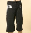 Armani Mens Black 3/4 Length Jogging Pants with White Piping