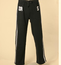 Armani Mens Black with White Piping Drawstring Jogging Pants