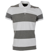 White and Grey Pique Polo Shirt