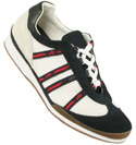White and Navy Suede and Mesh Trainers