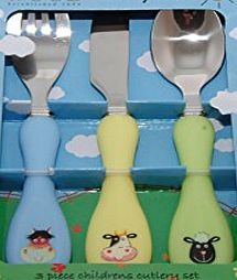 Arthur Wood Farm Animals Kids Cutlery Set, Silver