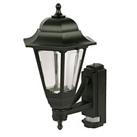 Coach 100W Black Lantern Wall Light PIR Included