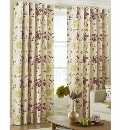 Cetona Plum and Apple Lined Eyelet Curtains