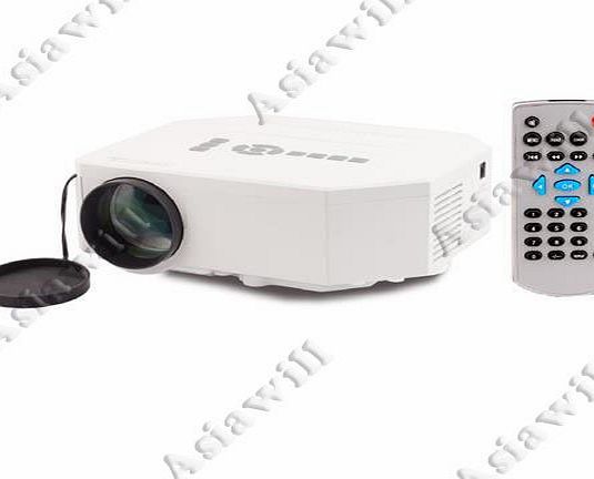 Asiawill 30W Portable Mini LCD High Definition Projector LCD Mini Projector Supports SD / AV / VGA / HDMI / Micro USB - White