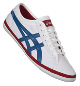 ASICS Biku White and Blue Canvas Trainers