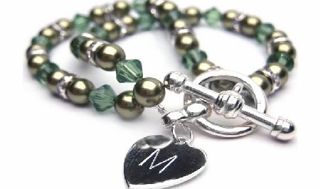 Personalised Green Double Bracelet