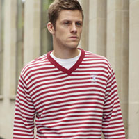 Villa Stripe Jumper - Claret/ Grey.