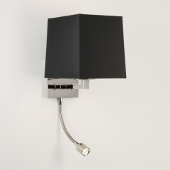 Azumi Classic LED Wall Light Polished Nickel Black