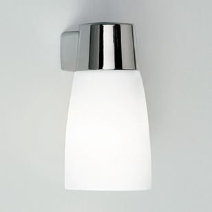 Cuba Bathroom Chrome Wall Light With White Opaque Glass Shade