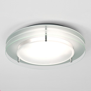 Plaza Modern Round Glass Bathroom Ceiling Light