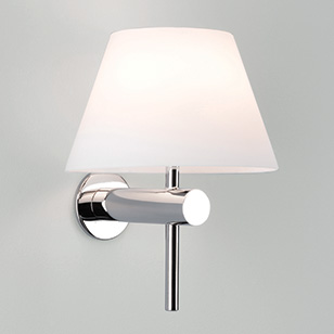 Astro Lighting Roma Bathroom Chrome Wall Light With White Opaque Glass Shade