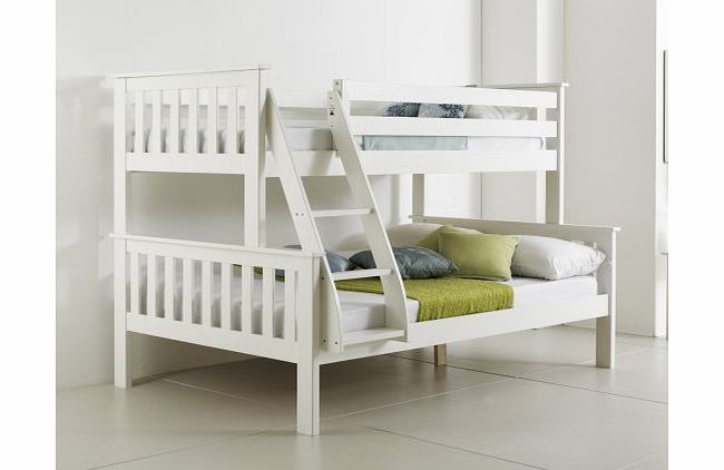 Atlantis White Triple Sleeper Atlantis Pinewood White TRIPLE SLEEPER BUNK BED, Quality Solid Pine Wooden Bed with 2 Luxury Spring MATTRESSES