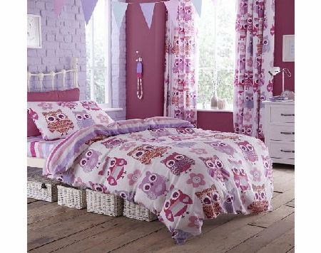 ATLOS GIRLS PURPLE OWLS COTBED/TODDLER DUVET COVER amp; PILLOWCASE - 120x150cm - KIDS BEDDING