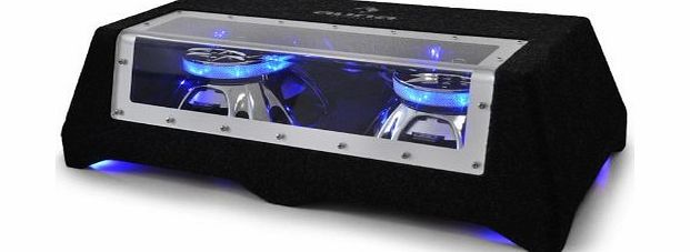 auna  CB350-50 Car Double Subwoofer (2 X 12`` Bass Drivers, 2000 Watts Max amp; Blue Light Effect) - Black/Silver