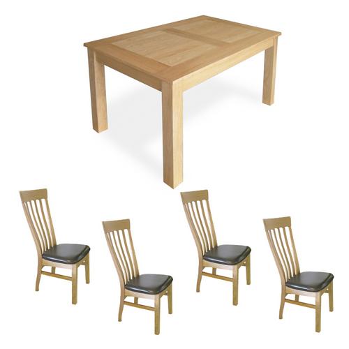 Avalon Oak Dining Furniture Avalon Oak Dining Set (5 Table x4 Classic