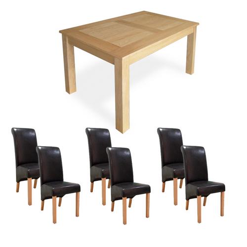 Avalon Oak Dining Furniture Avalon Oak Dining Set (6 Table x6 Guinness