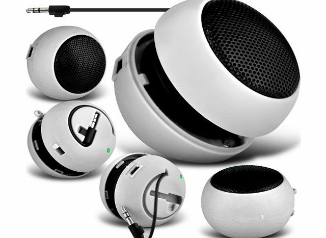 Aventus Motorola Moto E XT1022 Mini Capsule Travel Rechargable Loud Bass Speaker 3.5mm Jack To Jack (White) By *Aventus*