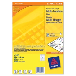 Avery White Copier Labels 33 per Sheet White
