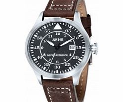 AVI-8 Mens Hawker Hurricane Brown Leather Strap