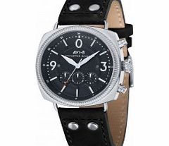 AVI-8 Mens Lancaster Bomber Black Leather Strap