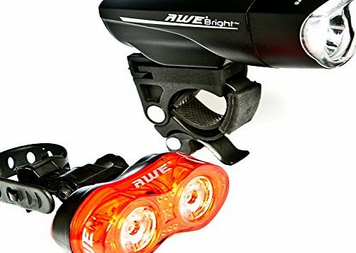 AWE BrightTM 3 x Super Bright LEDs, 1 x 1W Front amp; 0.5W x 2 Rear LEDs Bicycle Light Set 140 Lumens