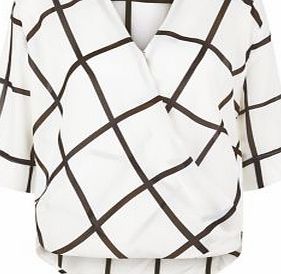 AX Paris Cream Grid Check Wrap Front Blouse