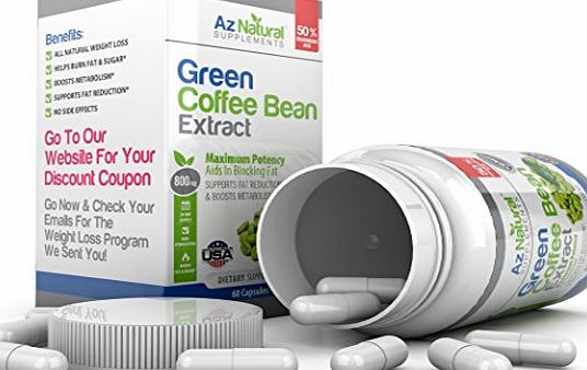 Az Natural Supplements Green Coffee Bean Extract - Platinum 60 Count Capsules - Work Great With Raspberry Ketones For A Spe