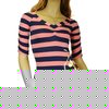 Stripe V-Neck Banded Top (Strawberry)