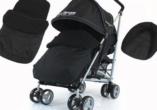 All New 2013 Zeta Vooom (Complete Plain) With Footmuff Head Hugger And Raincover - Black