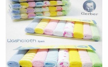 Baby World 8x baby kids soft wash cloth bath feeding towel flannel wipe mixed colours