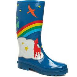 Female Rainbow Wellie Manmade Upper in Blue