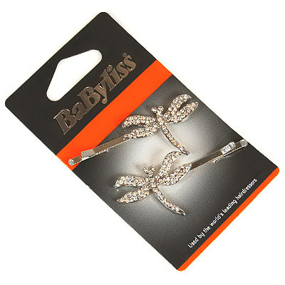 Diamante Dragon Fly Hair Slides x 2