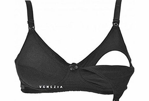 BabyTENS LADIES WOMENS BLACK MATERNITY BREAST FEEDING BREASTFEEDING BRA WITH FROUNT OPENING POUCH NURSING 34c 36c 38c 40c 42c (38C)